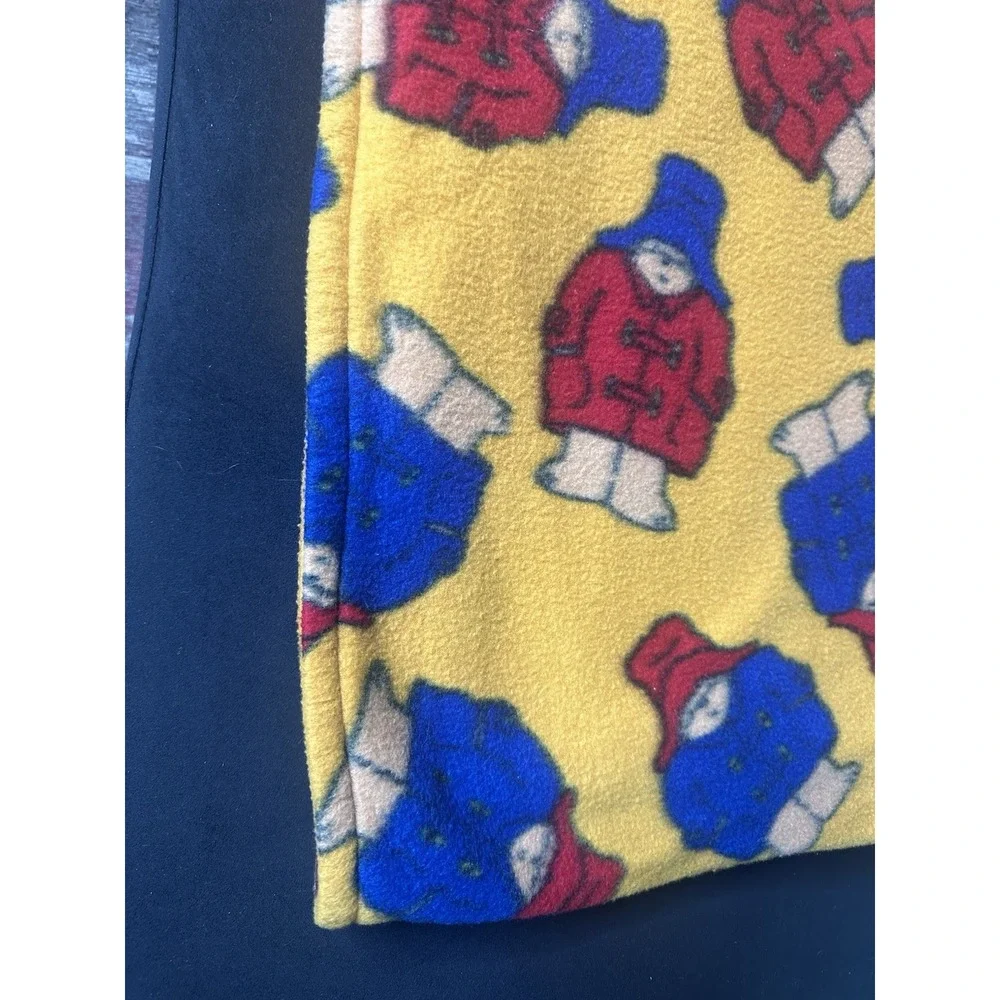 Vintage 90s Paddington Bear Fleece Blanket Throw Yellow Handmade Bedding Cozy